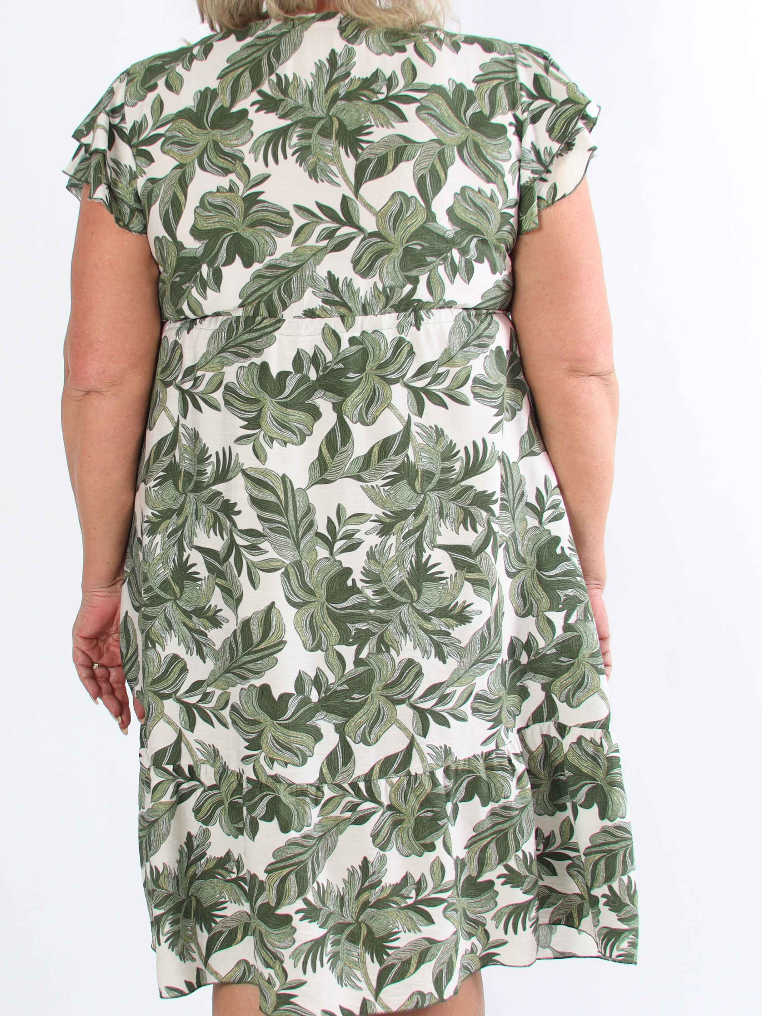 Nala - Plus size-klänning i viskos med knytband under bröstet